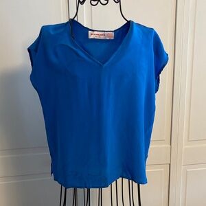 Jack Mulqueen silk Women's Bright Blue V-Neck Blouse